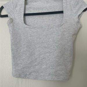 Garage Light Gray Square Neck Crop Top
